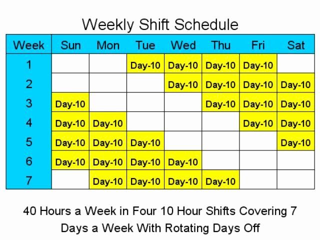 Hour Shift Schedule Template
