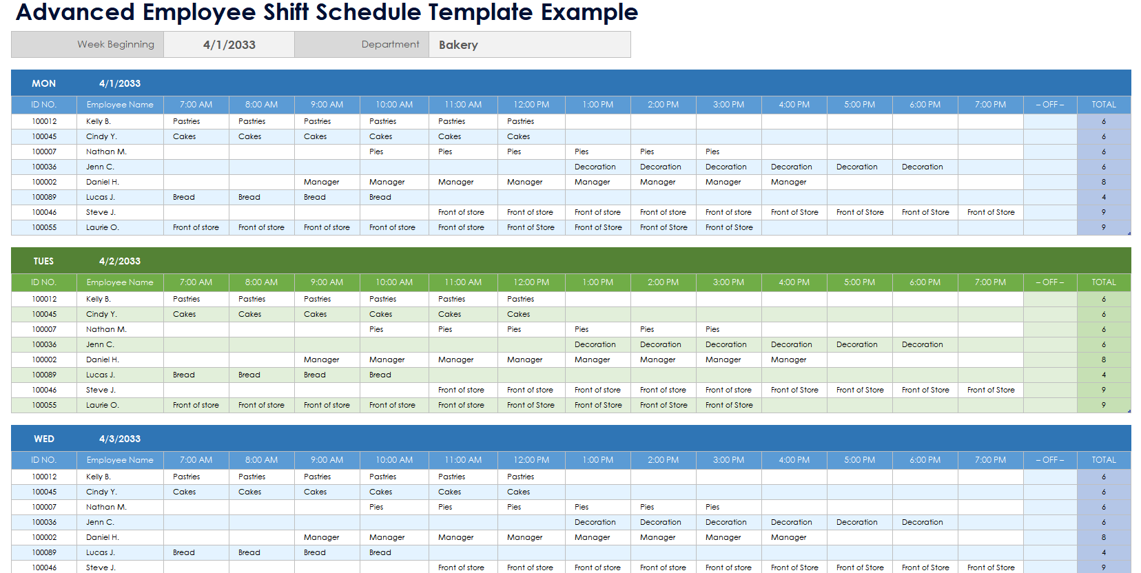 Hour Shift Schedule Template