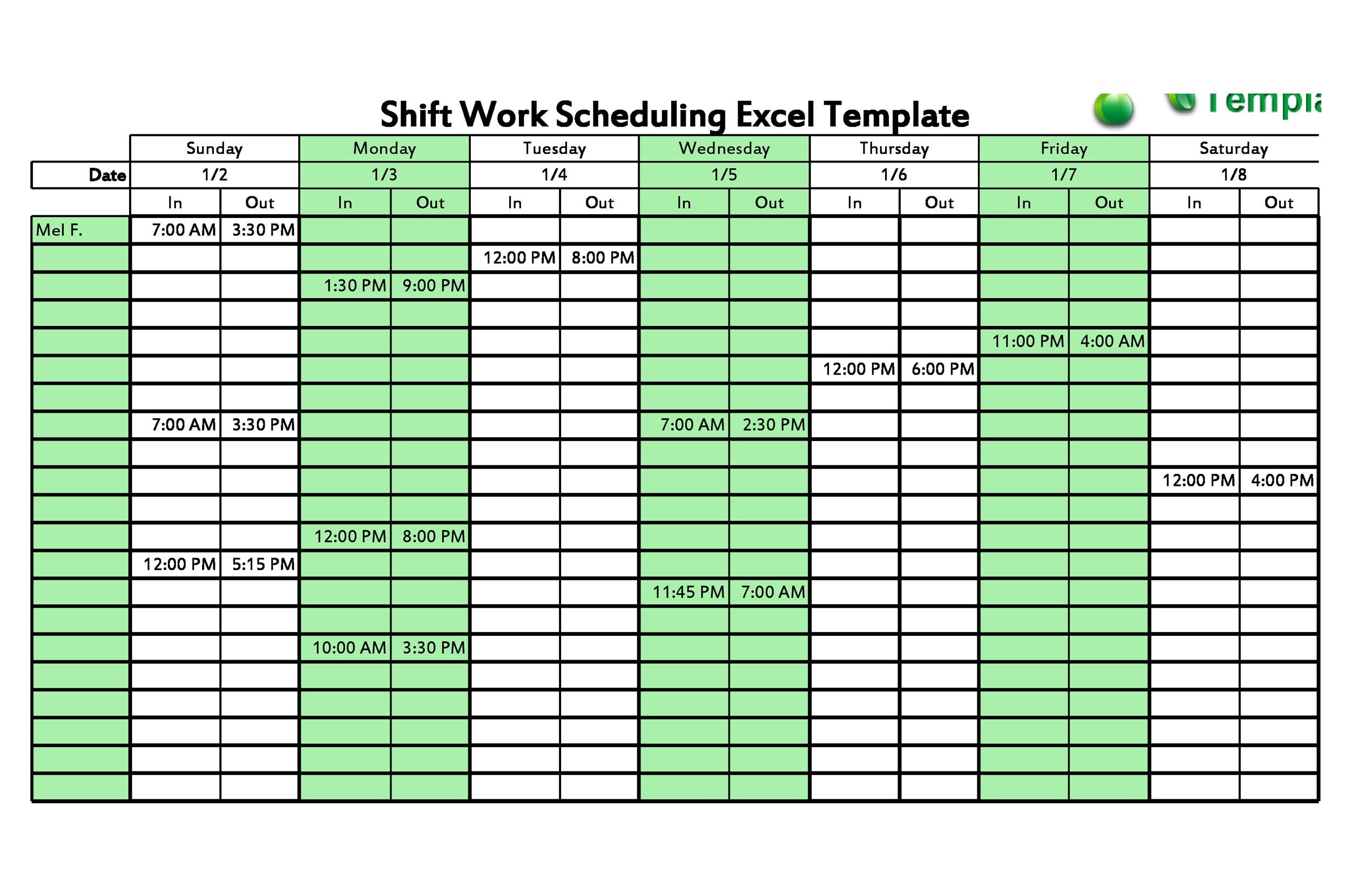 Hour Shift Schedule Template
