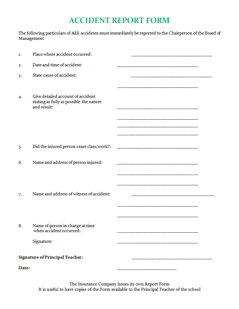 Accident Report Form Accident Report Form Template Word
