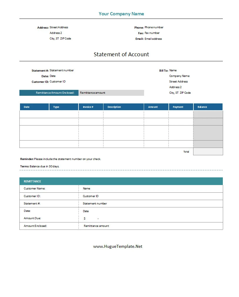 Account Statement Template Free Account Statement Template Word