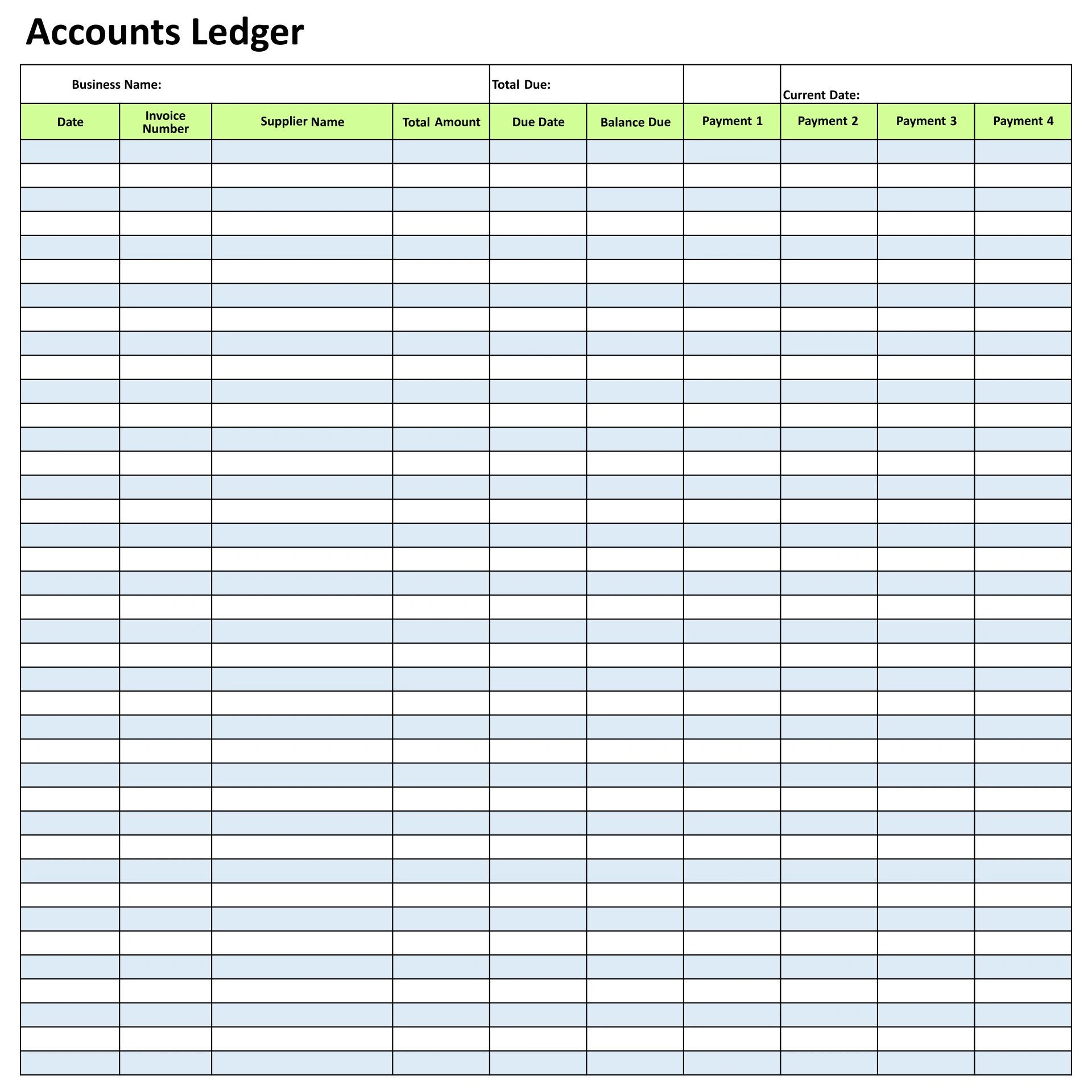 Accounting Ledger Template Accounting Ledger Template