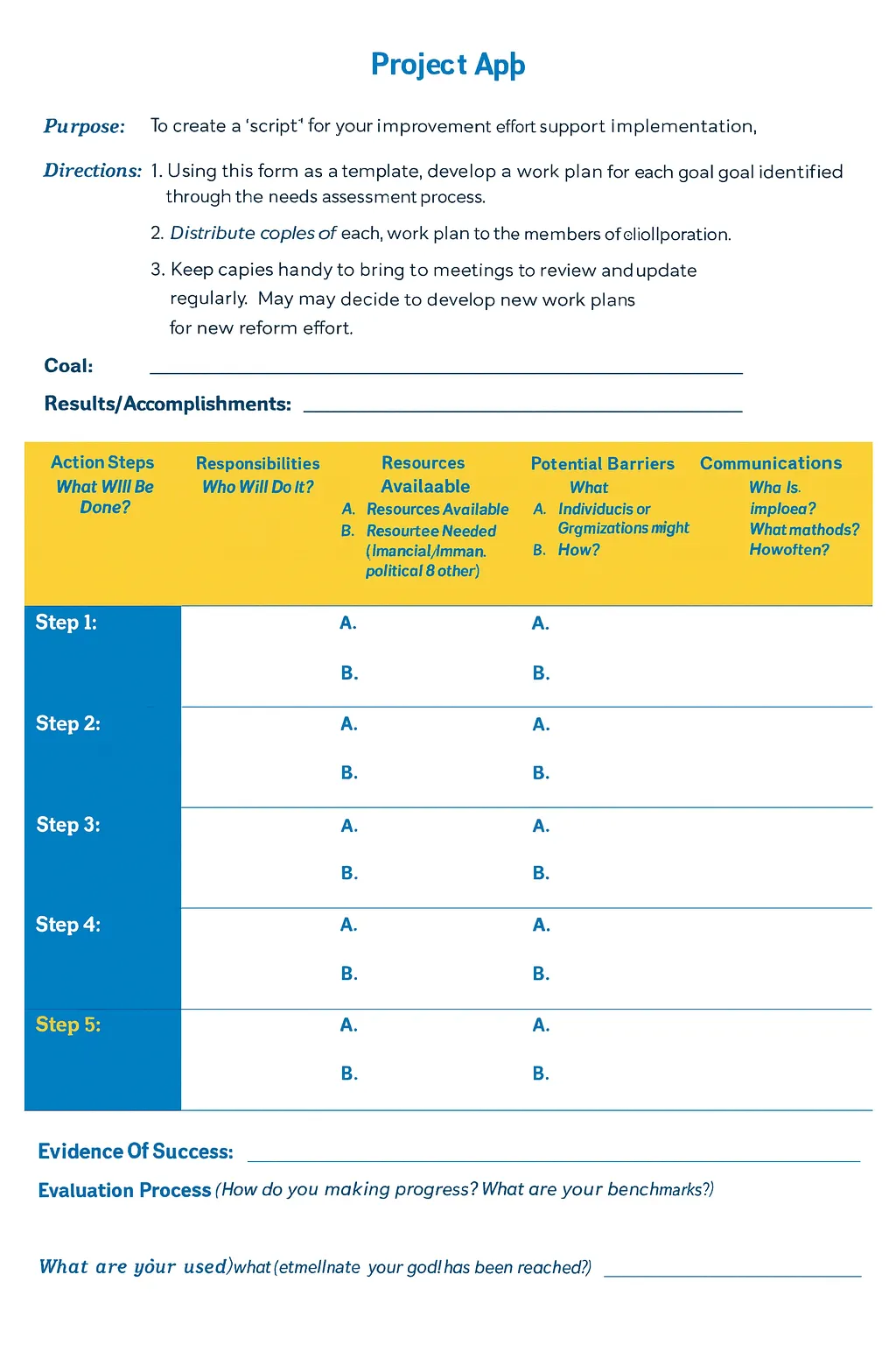 Simple Action Planning Template