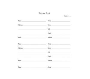 Free Printable Address Book Template