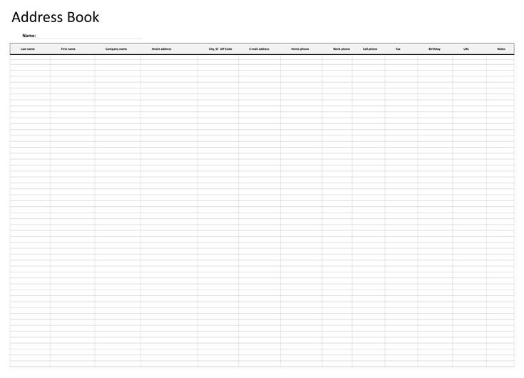 Address Book Template