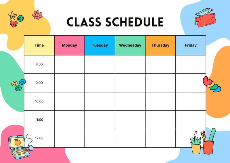 After School Schedule Template