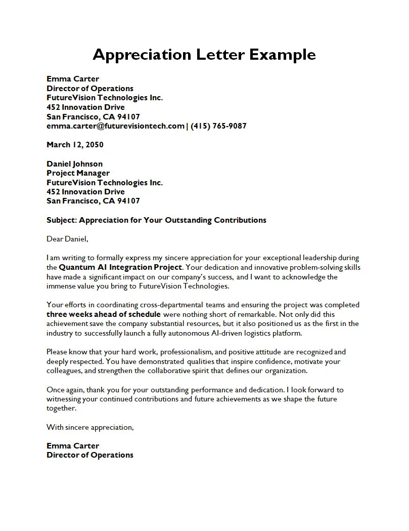 Appreciation Letter Template Simple Appreciation Letter Template Word