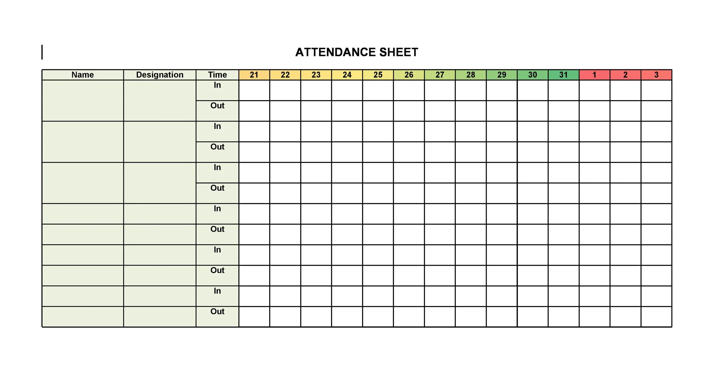 Attendance Sheet Template Simple Attendance Sheet Template