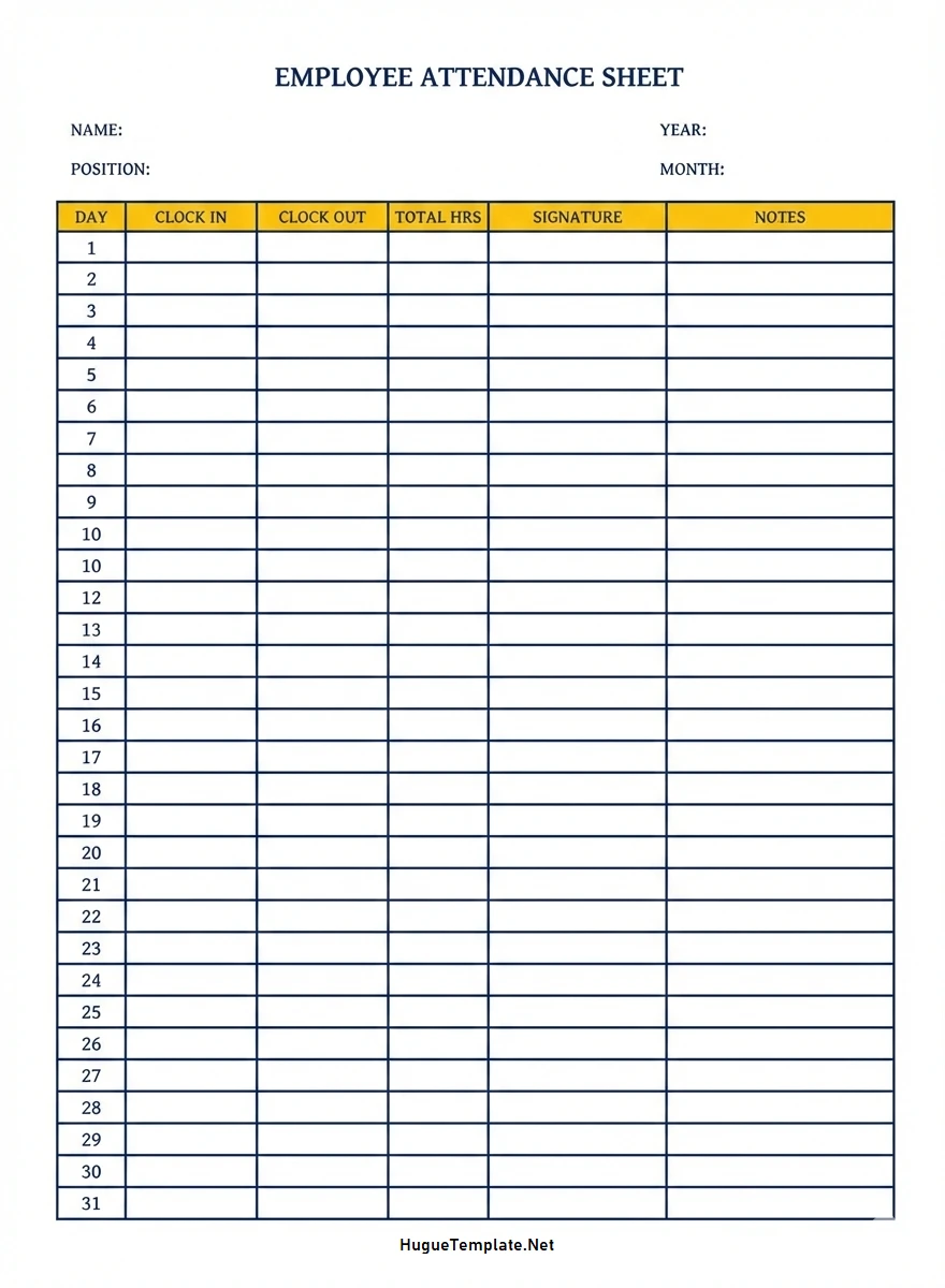 Attendance Tracker Template Simple Blank Employee Attendance Tracker Template