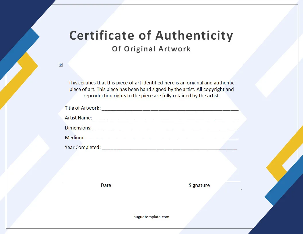 Simple Authenticity Certificate Template Word