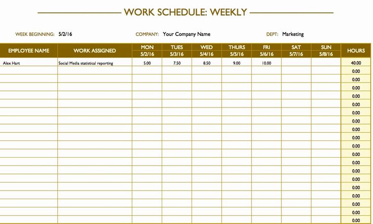 Availability Schedule Template Example Availability Schedule Template Example