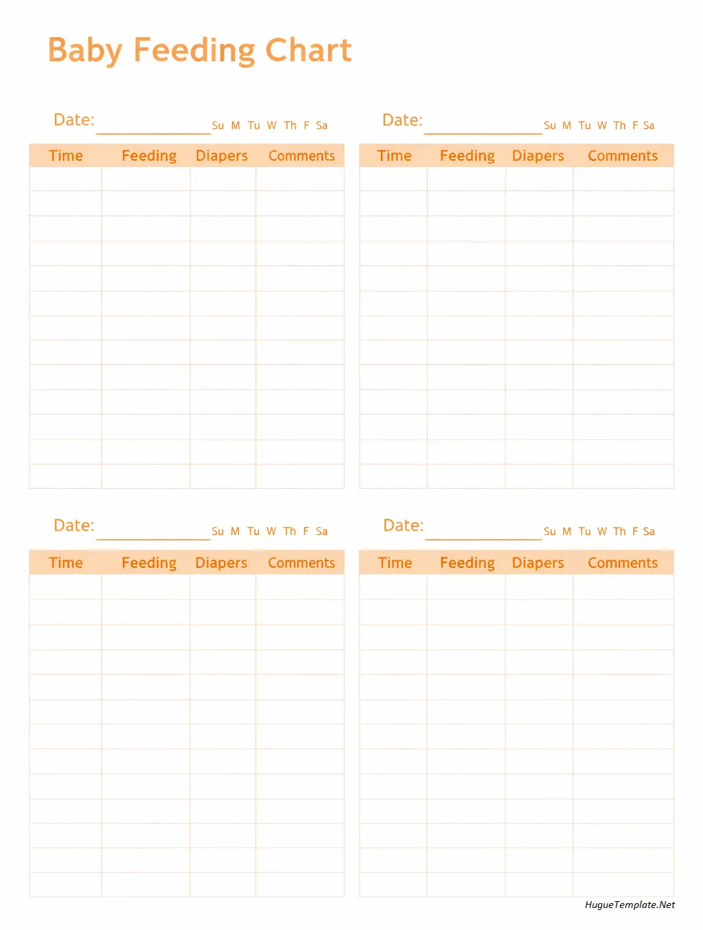 Baby Feeding Chart Template Simple Baby Feeding Chart Template PDF