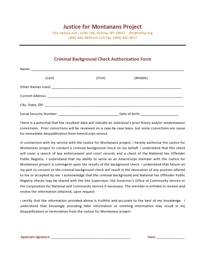 Background Check Authorization Form Template