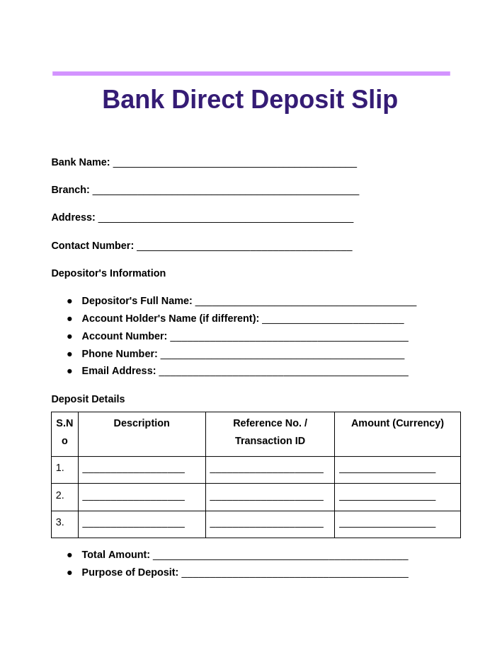Bank Letter For Direct Deposit