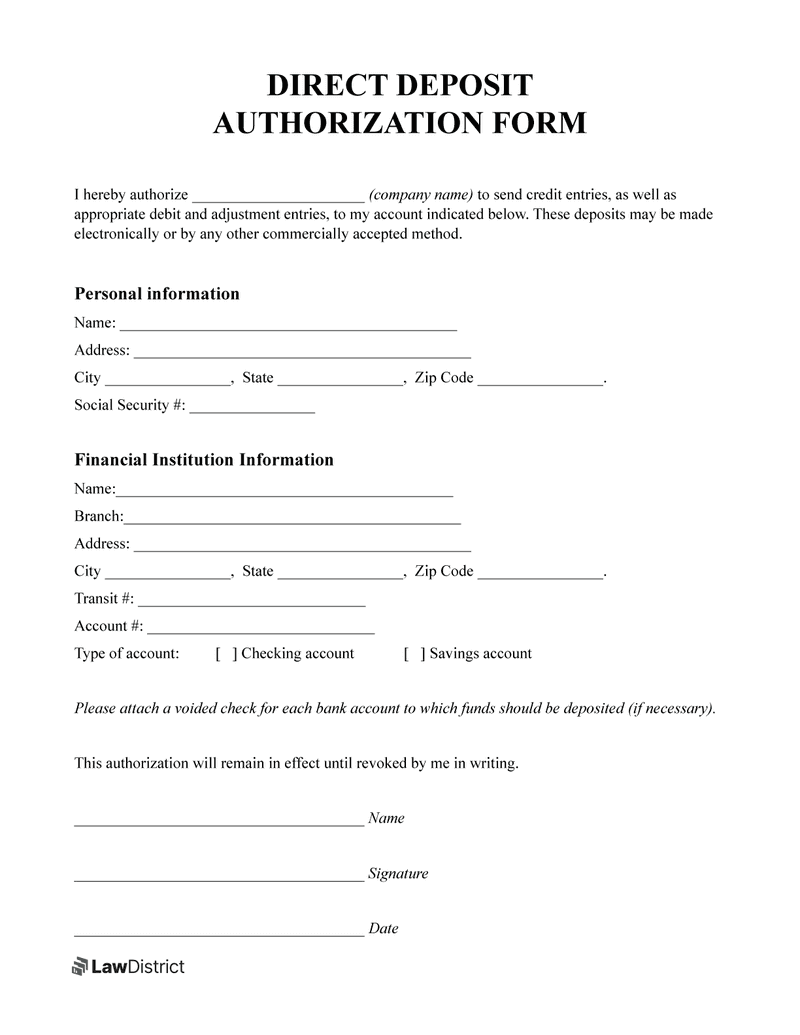 Bank Letter For Direct Deposit