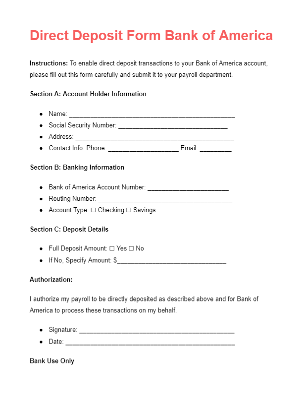 Bank Letter For Direct Deposit