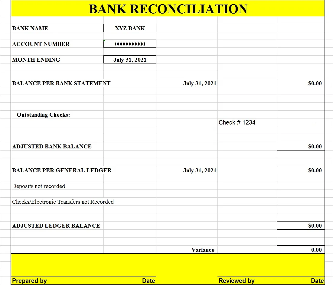 Bank Reconciliation Template