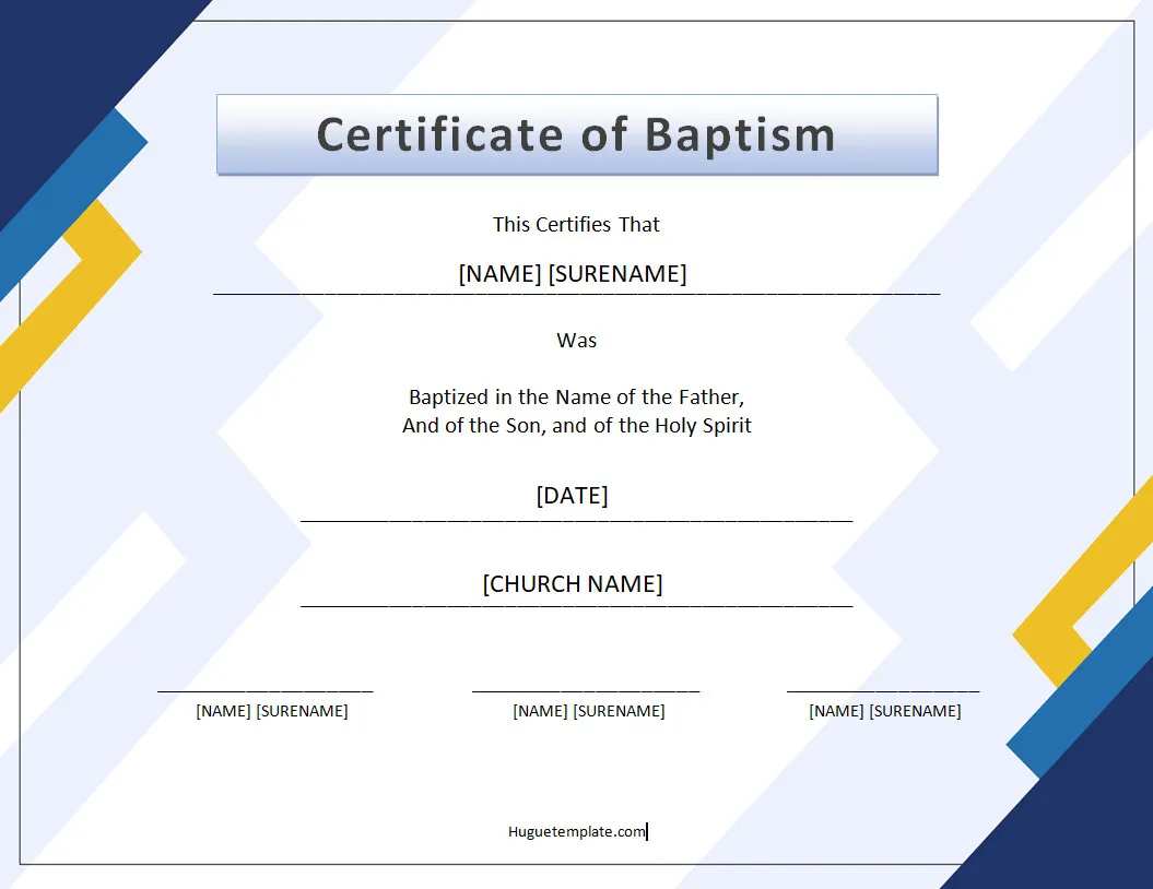 Simple Baptism Certificate Template Word