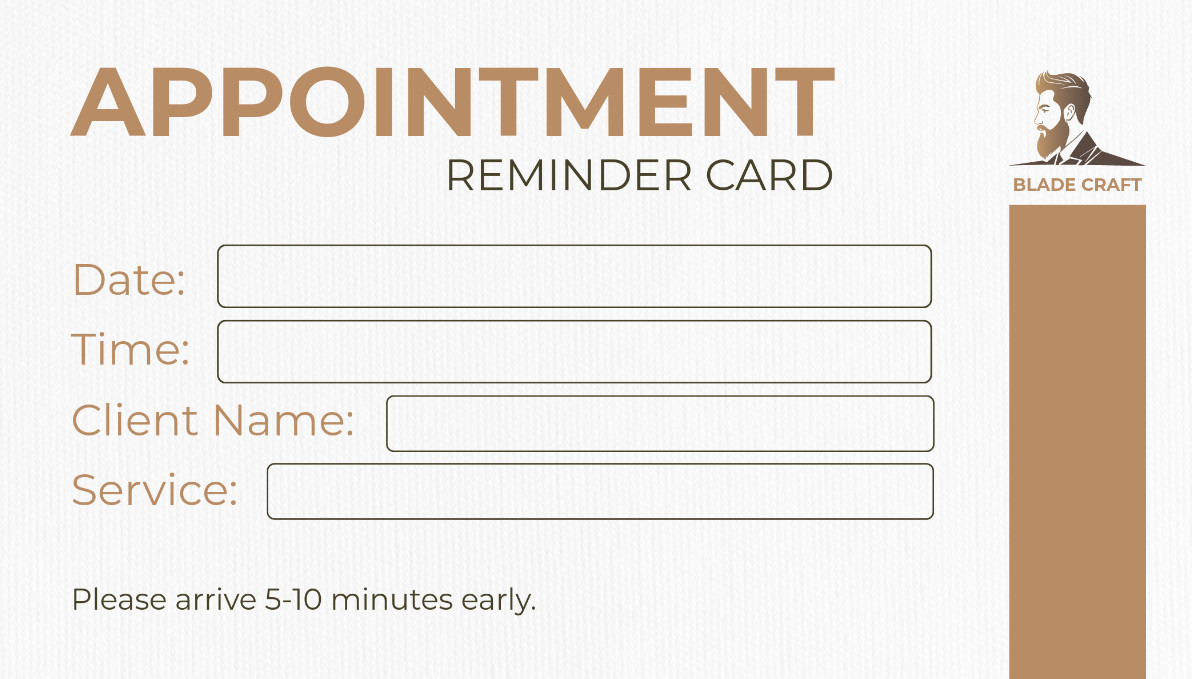 Barbershop Appointment Card Template