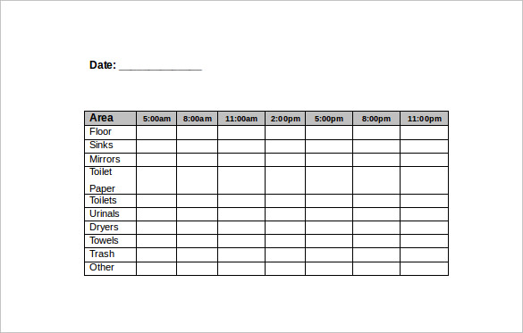 Bathroom Cleaning Schedule Template Example