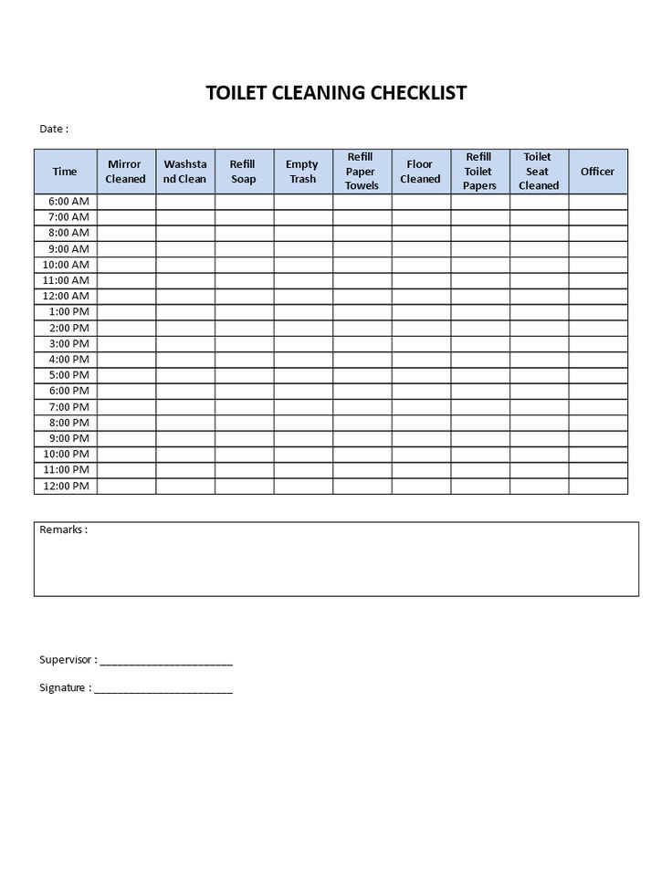 Bathroom Cleaning Schedule Template Sample