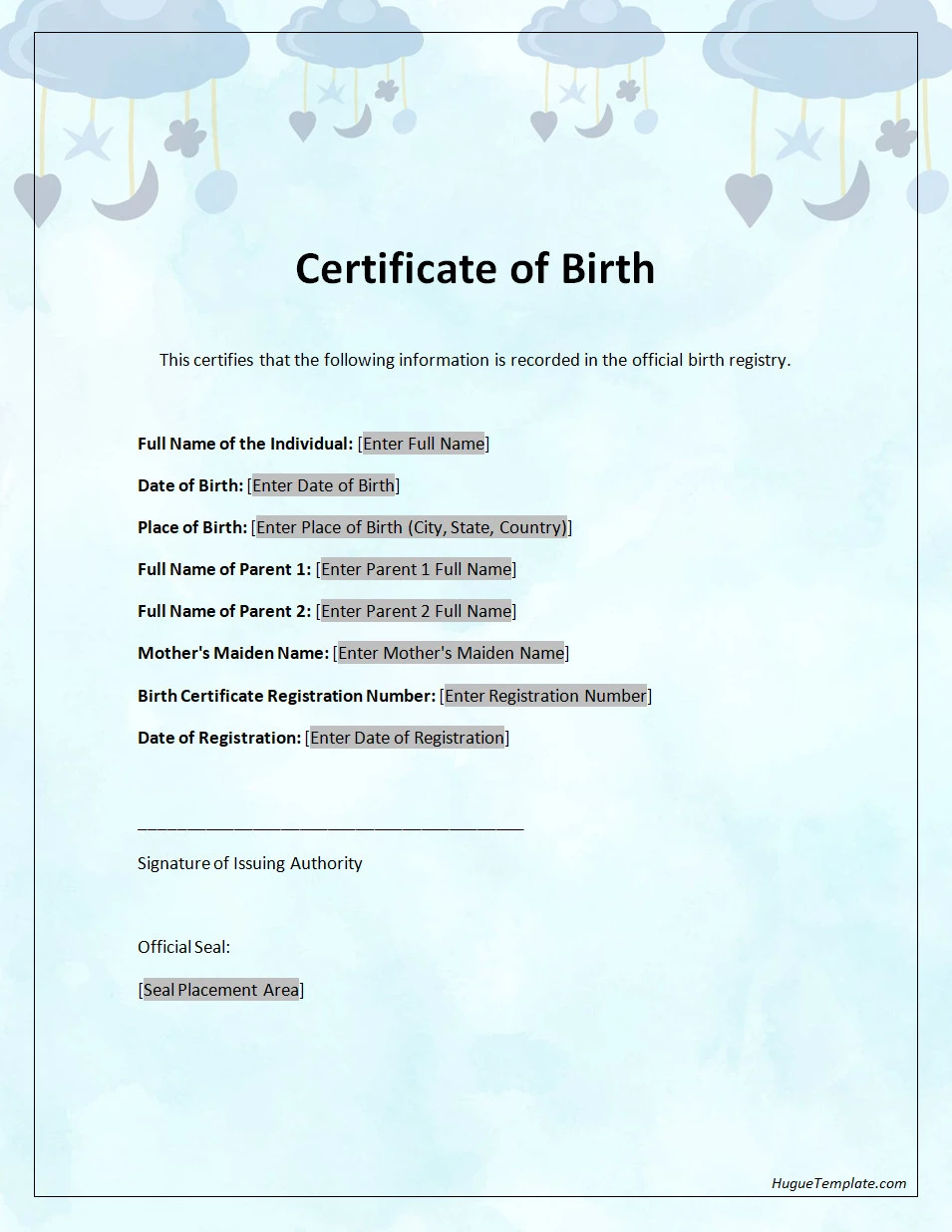 Birth Certificate Template Birth Certificate Template