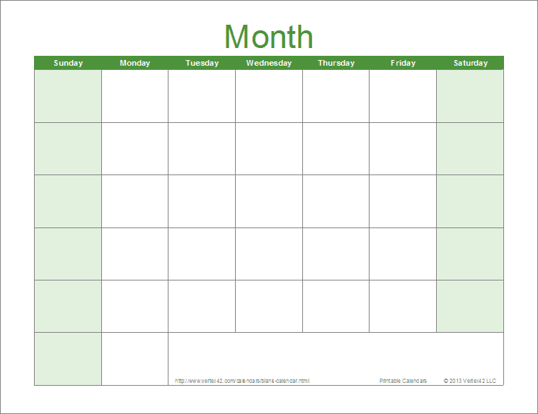Blank Monthly Calendar Template Example Blank Monthly Calendar Template Example