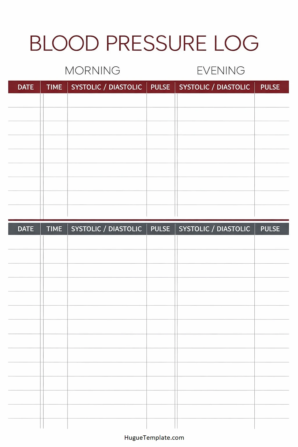 Blood Pressure Log Template Simple Blank Blood Pressure Log Template