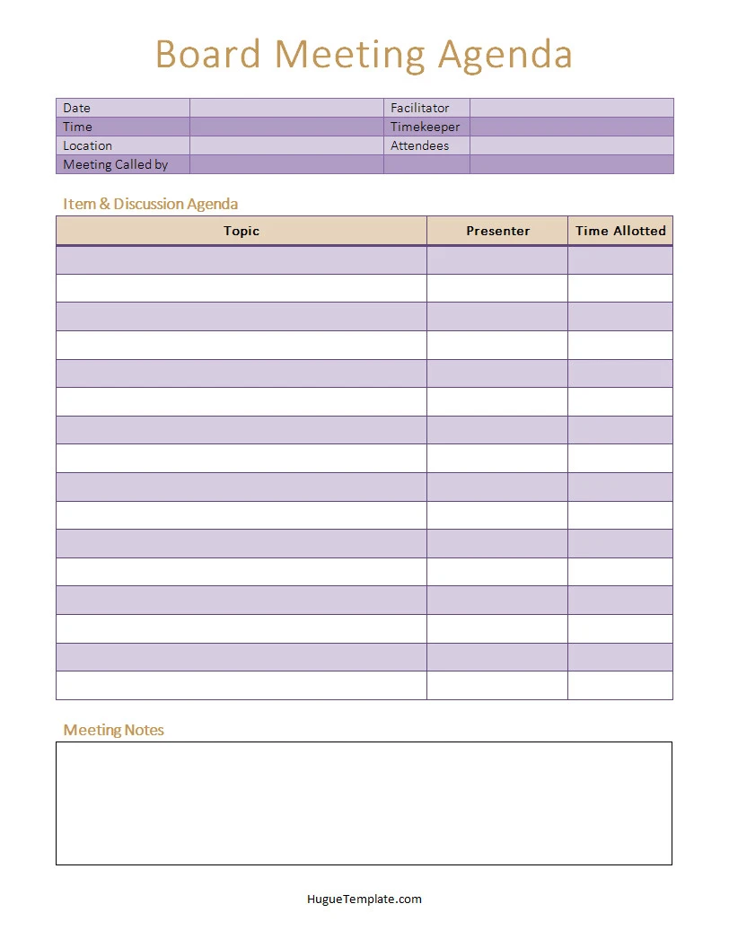 Board Meeting Agenda Template Simple Blank Board Meeting Agenda Template