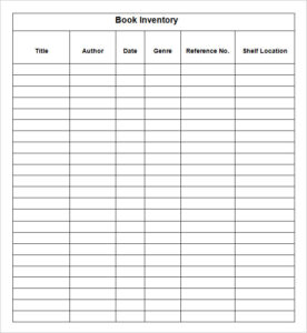 Printable Book Inventory List Template