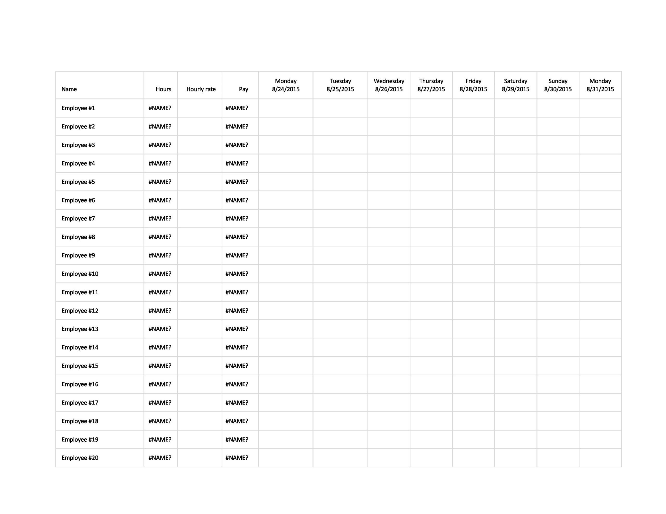 Break Schedule Template