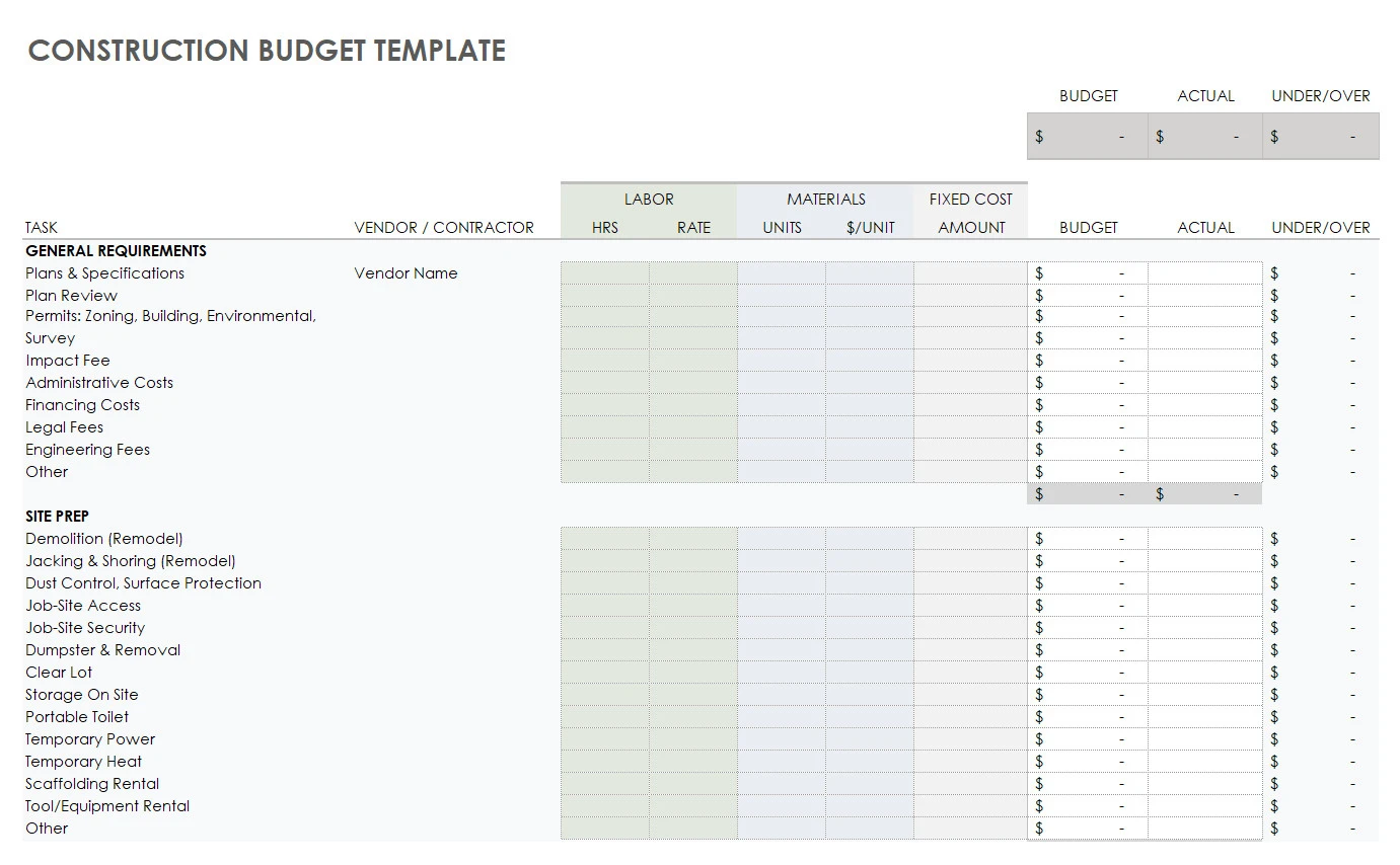 Building Budget Template Building Budget Template