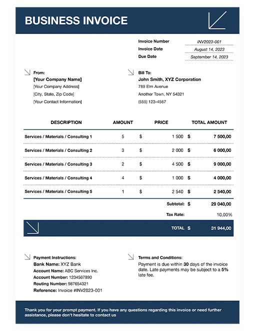 Business Invoice Template