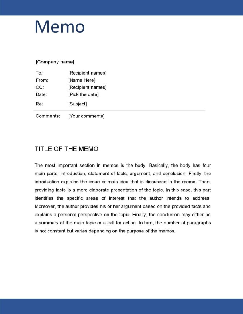 Editable Business Memo Template (Word)
