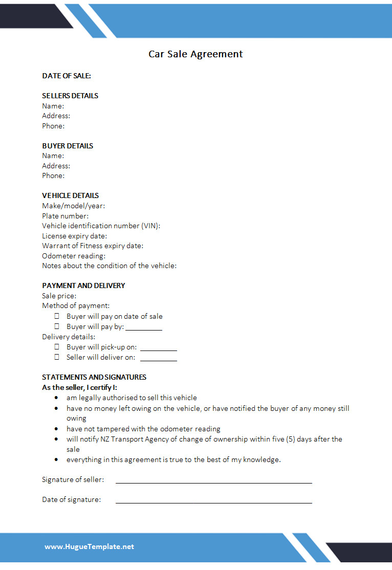 Car Sale Agreement Template Simple Car Sale Agreement Template Word