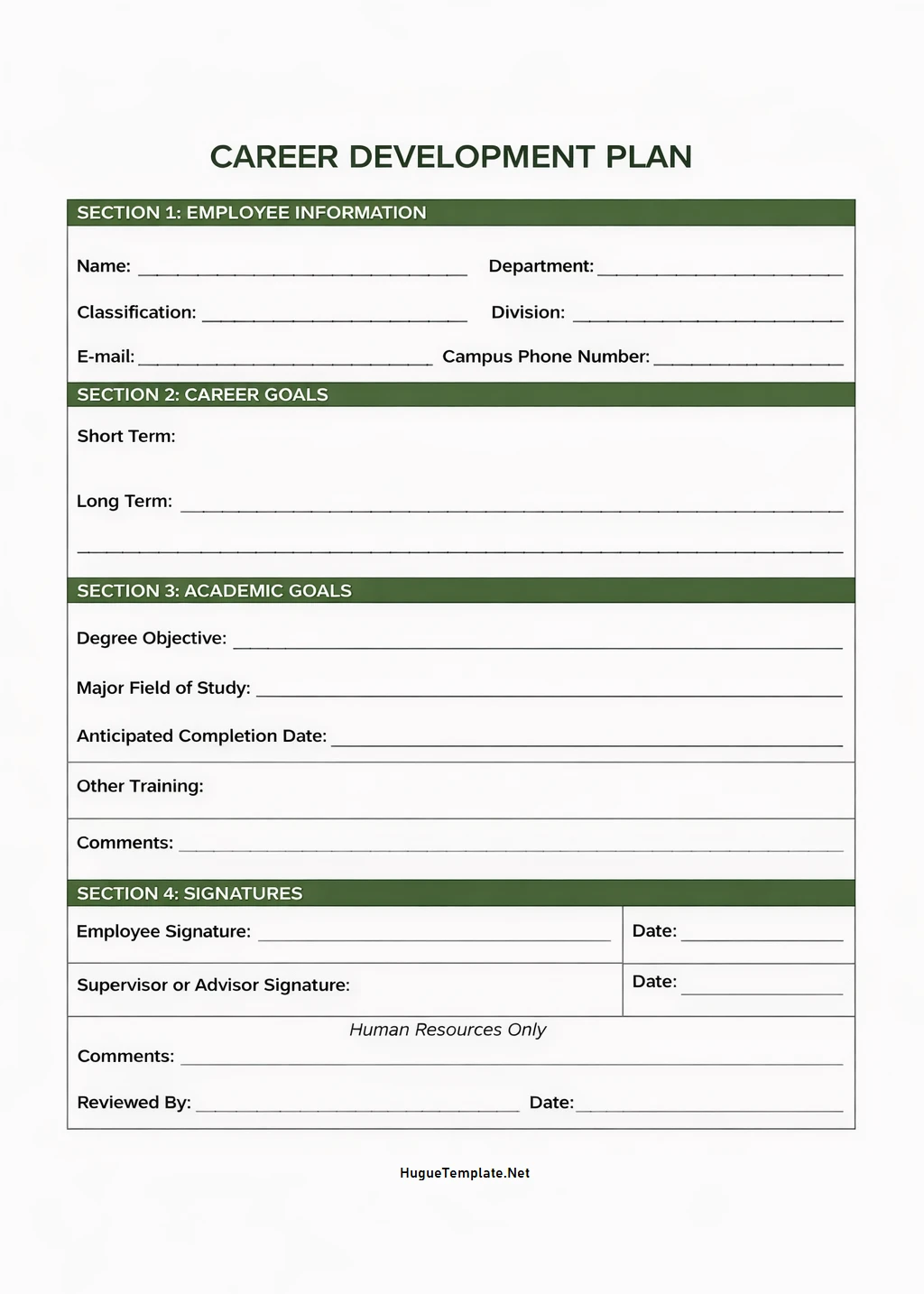 Career Development Planning Template