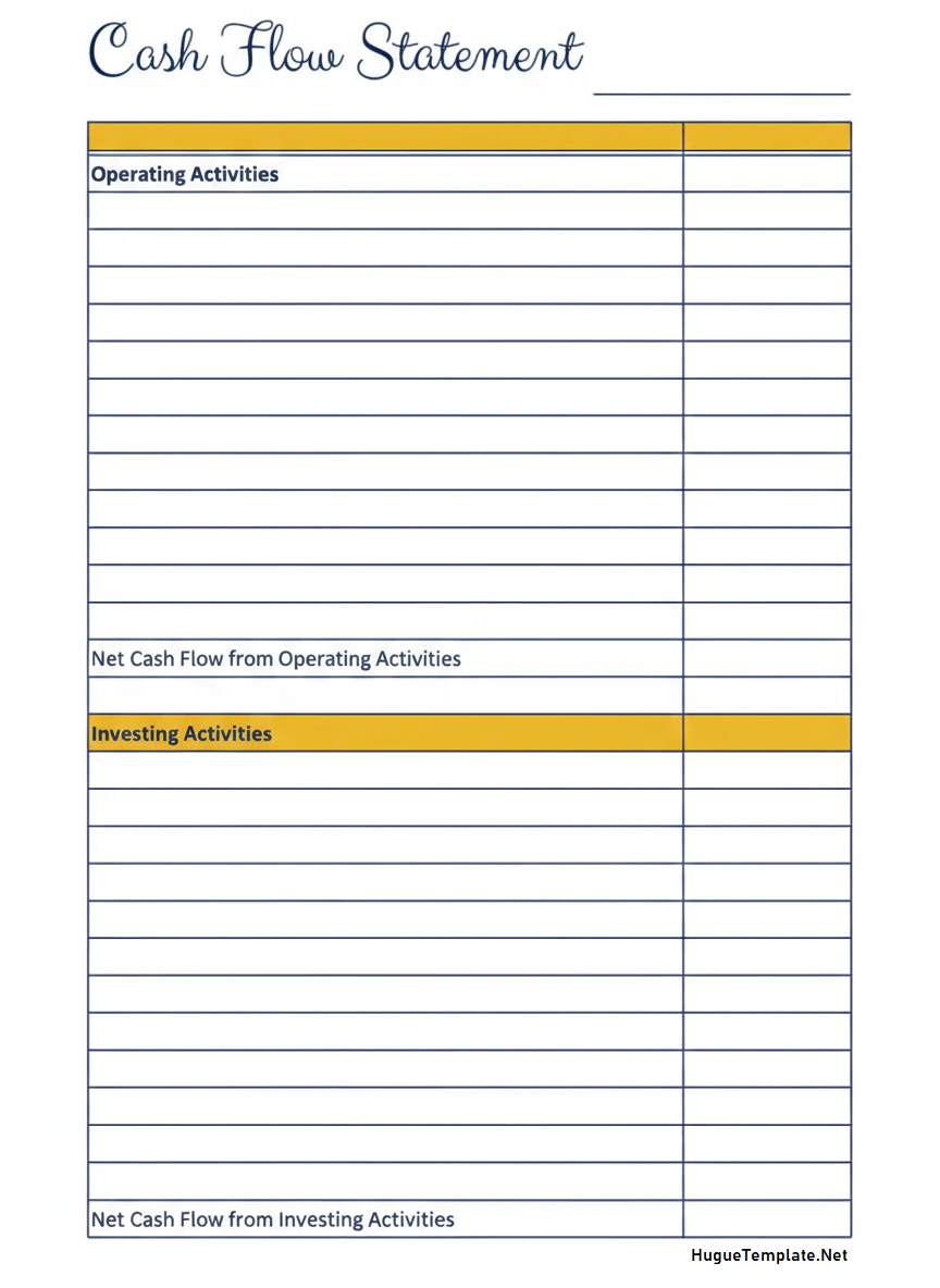 Simple Blank Cash Flow Statement Template