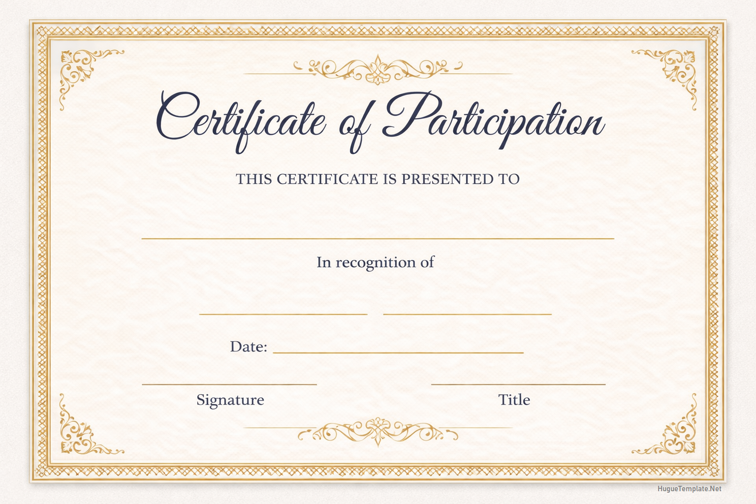 Certificate of Participation Template Simple Blank Certificate of Participation Template