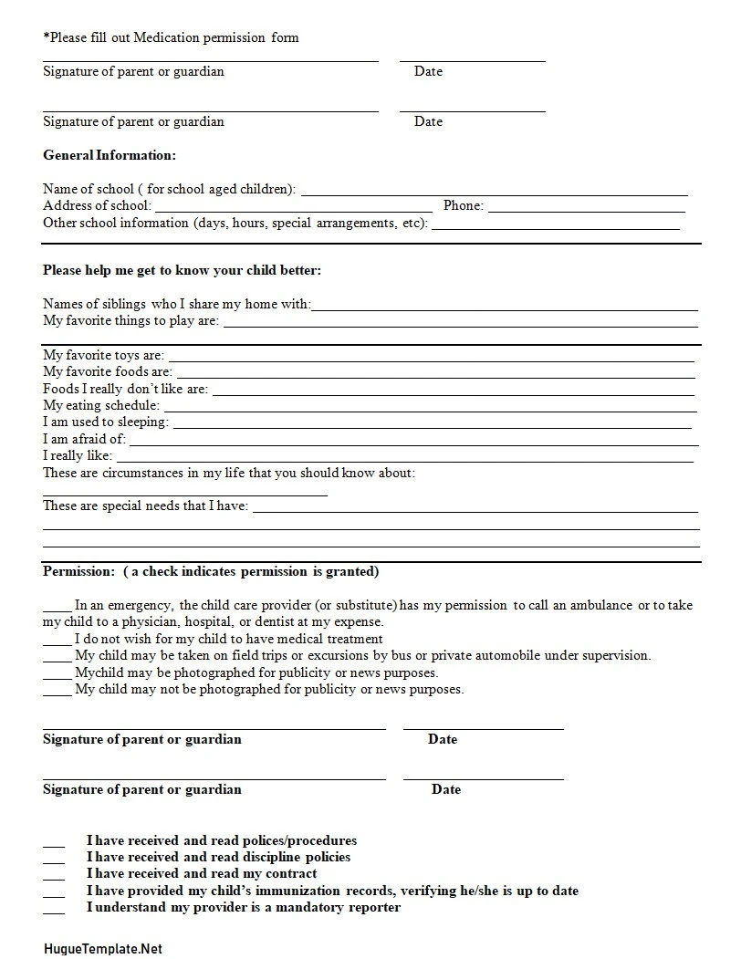Childcare Enrollment Form Template Childcare Enrollment Form Template Word