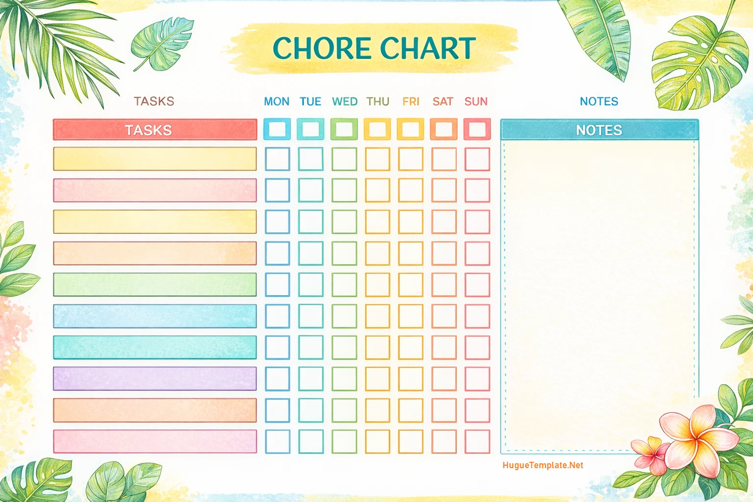 Chore Chart Template Simple Blank Chore Chart Template