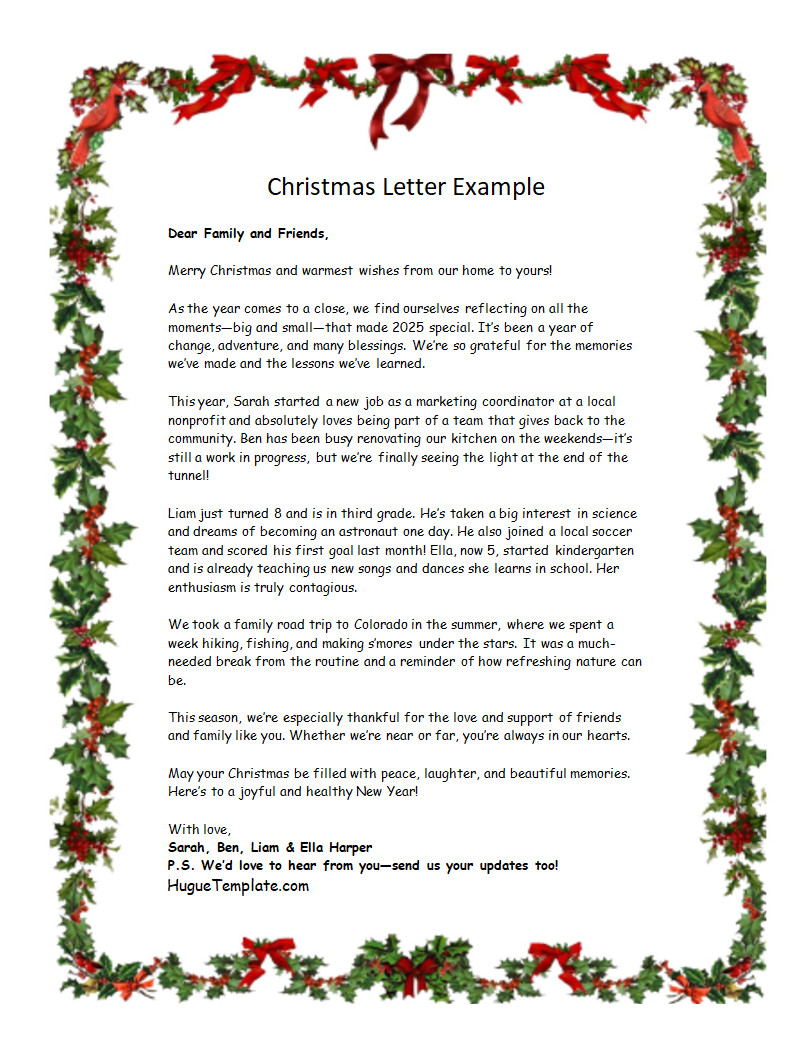 Christmas Letter Template Word