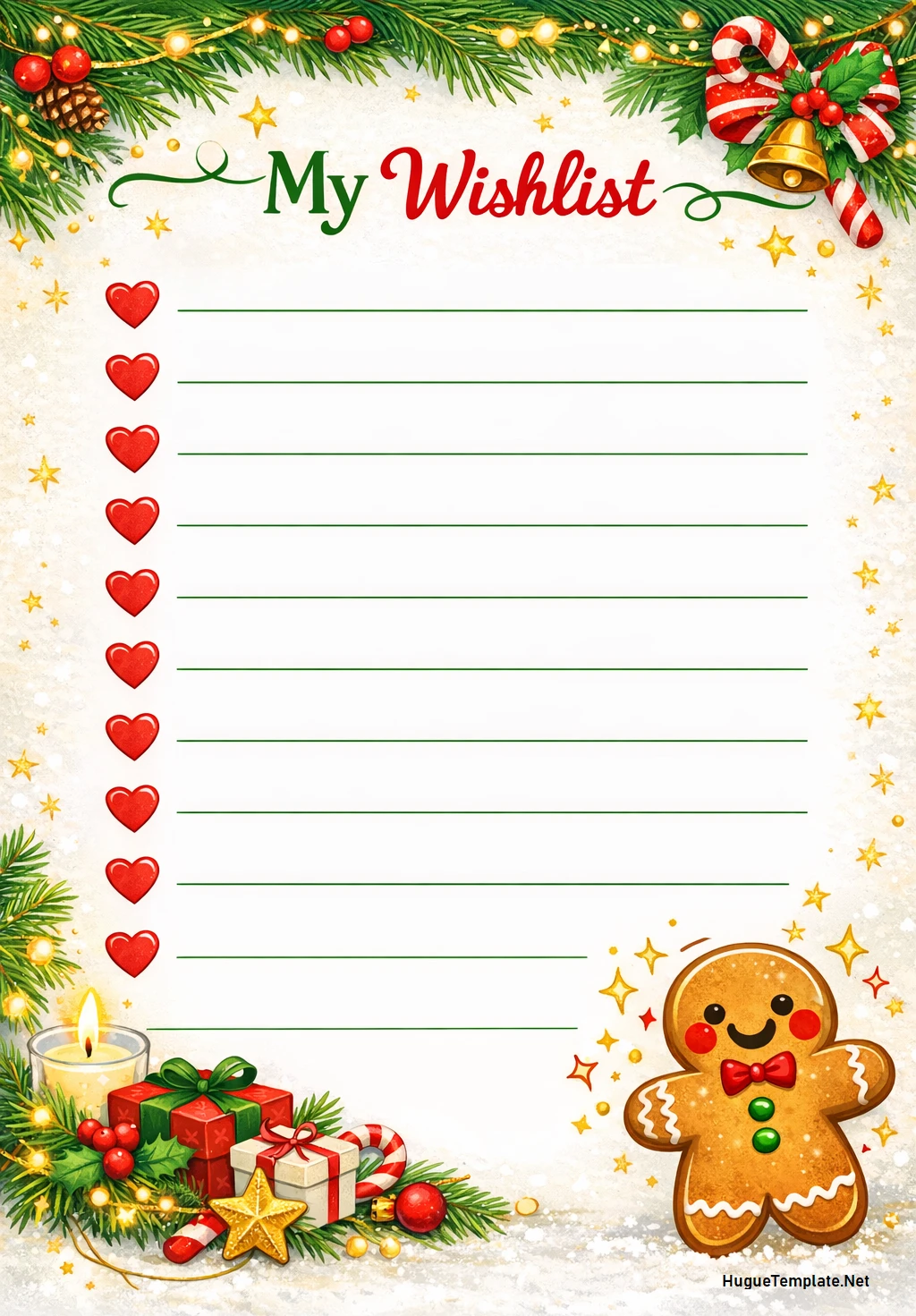 Simple Blank Christmas Wish List Template