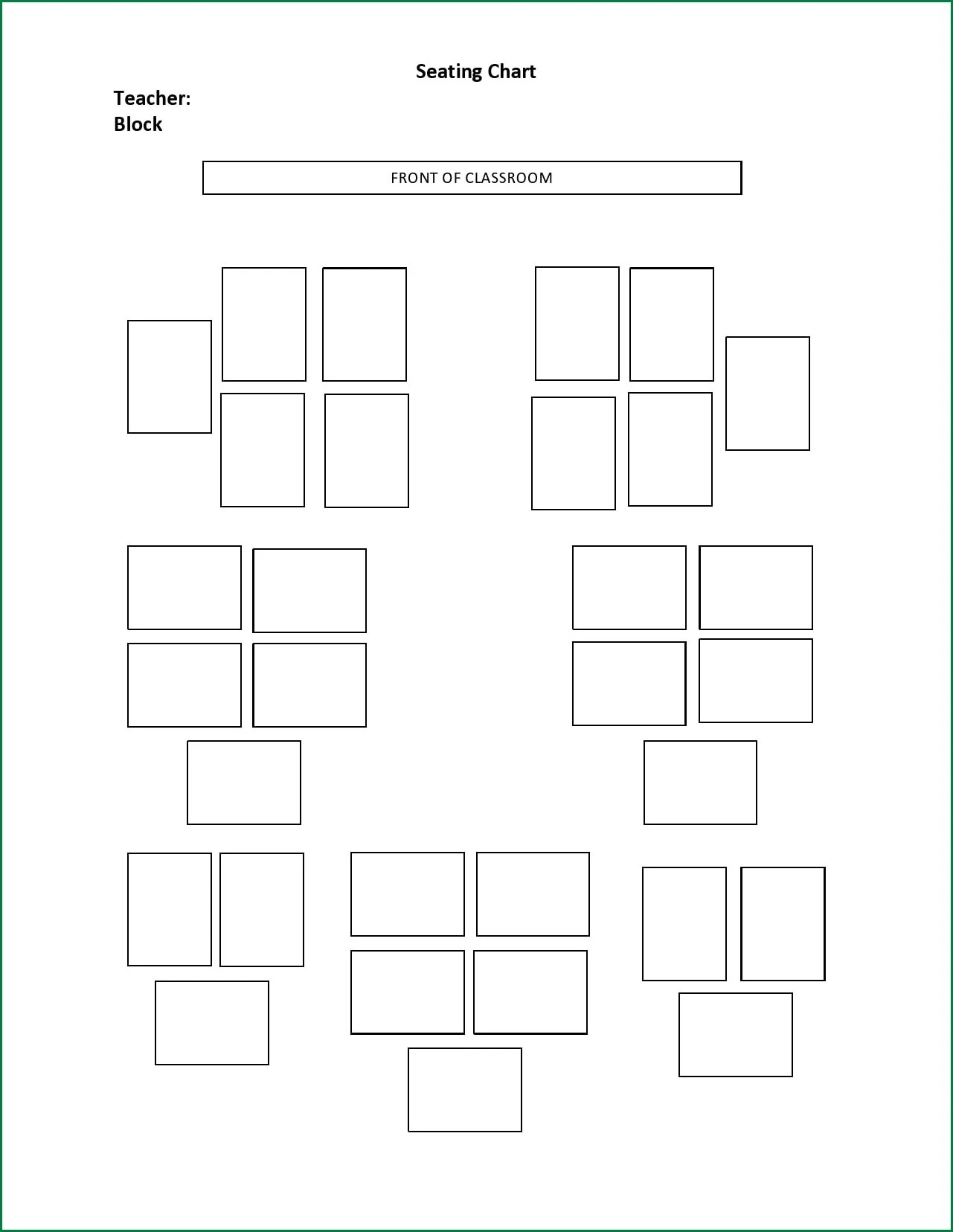 Classroom Seating Chart Template Example