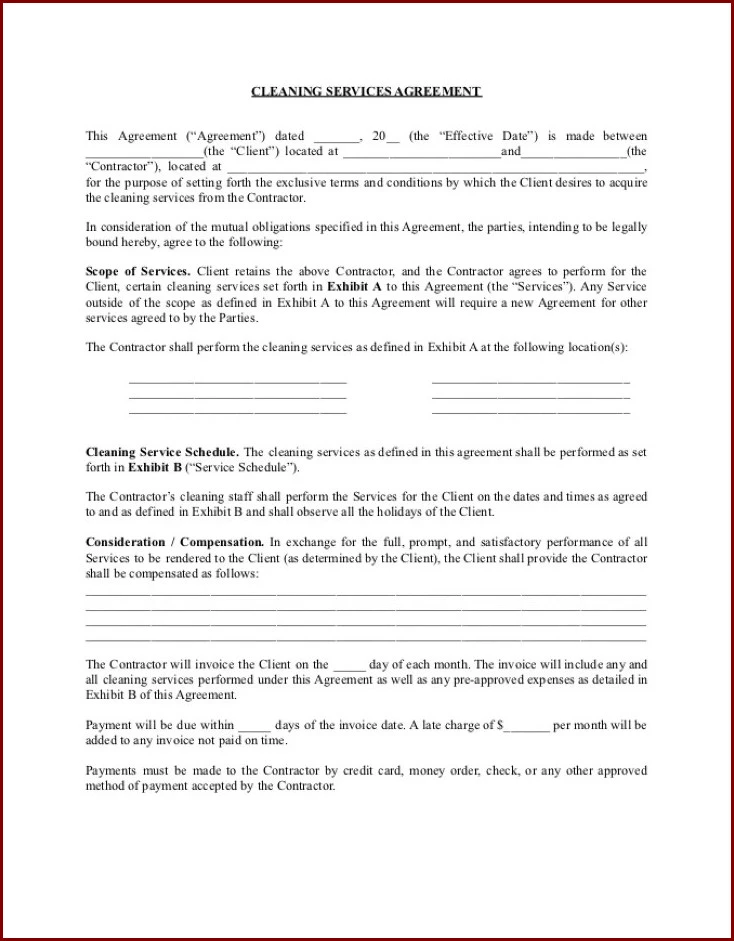 Cleaning Service Agreement Template