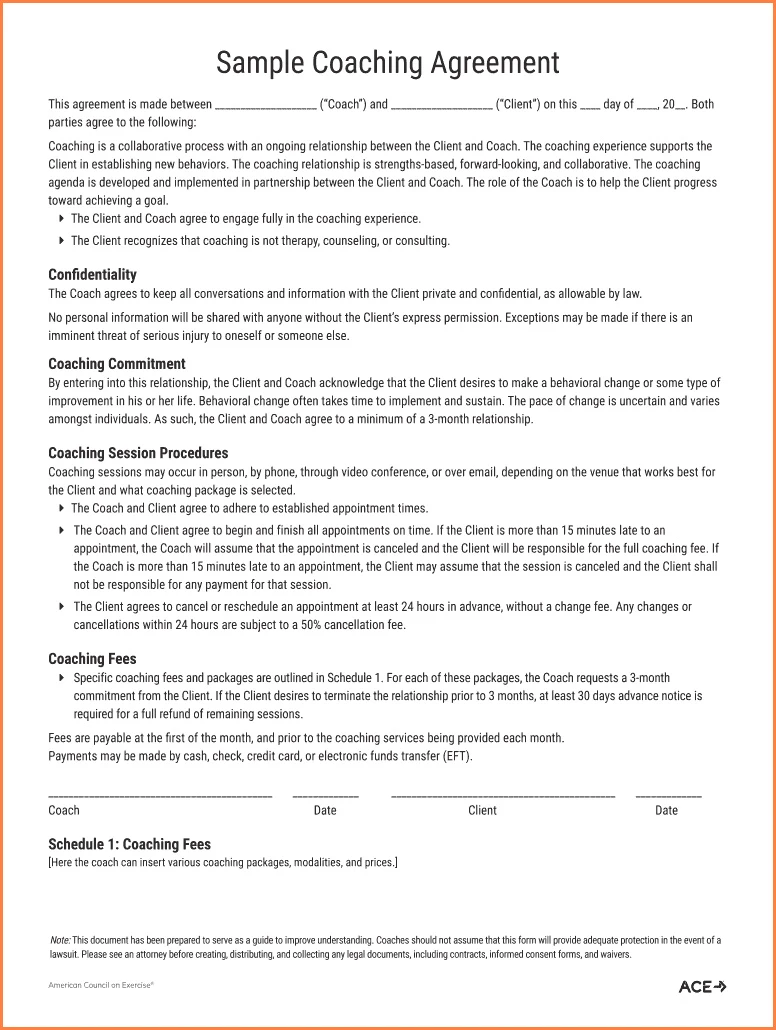 Coaching Contract Template