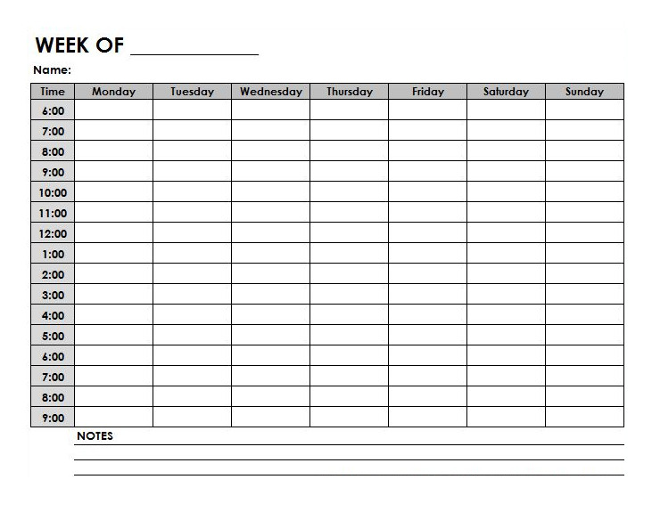 College Schedule Templates