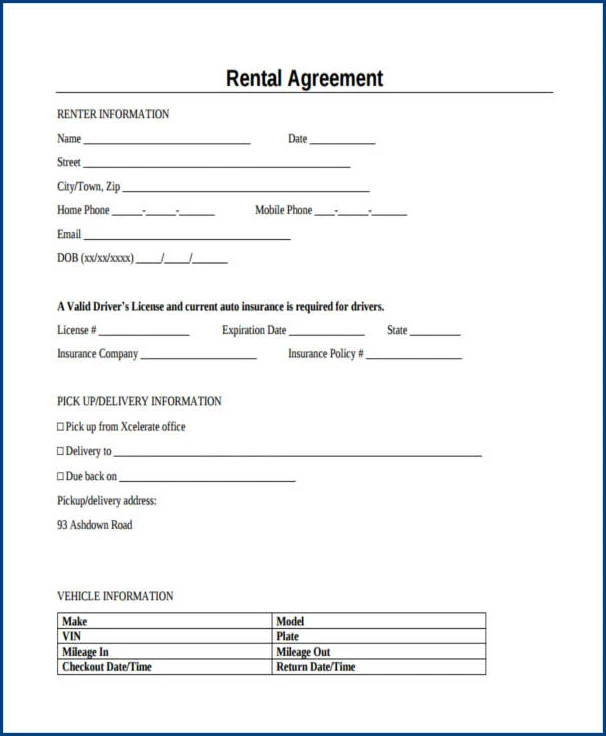 Commercial Rental Agreement Template Sample