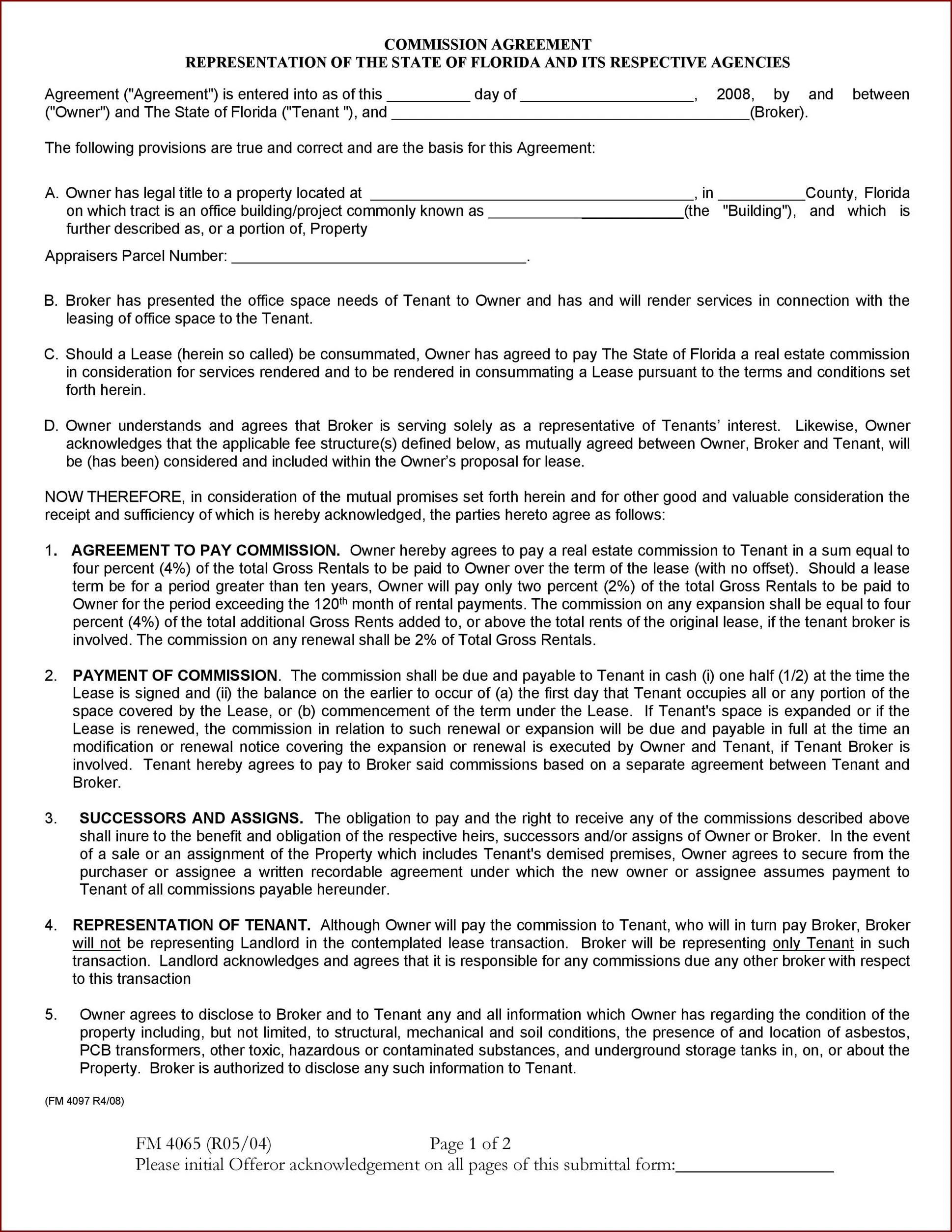 Commission Agreement Template Sample