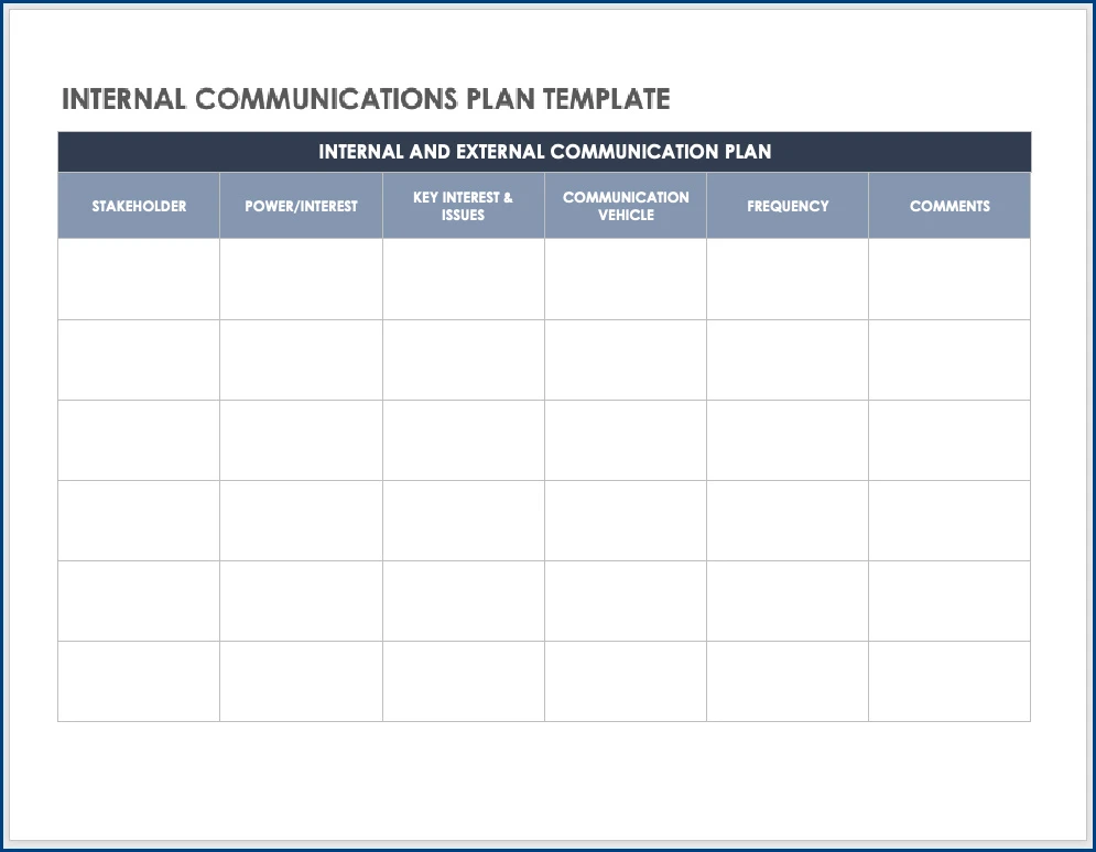 Communication Planner Template Example