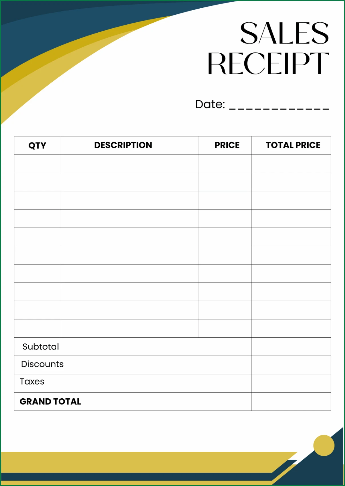 Company Receipt Template Sample